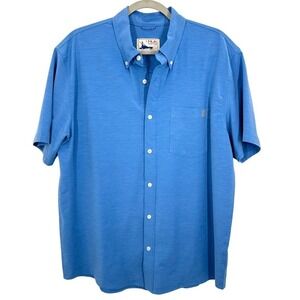 Huk Fishing‎ Mens Size Large Button Down Shirt Blue Short Sleeve Performance